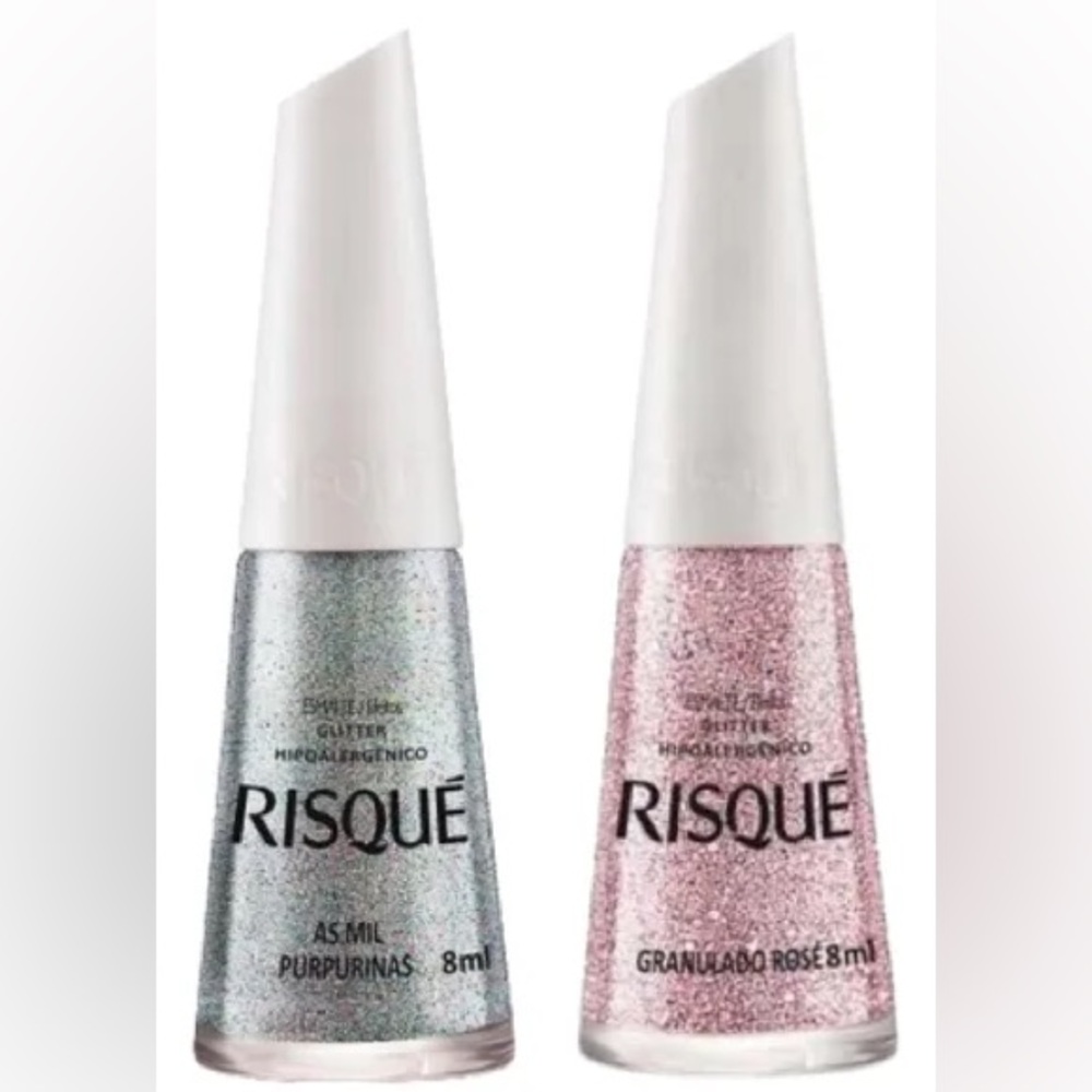 🇧🇷NWT Risqué Glitter Nail Polish Set in Silver and Pink shades. Both for $10